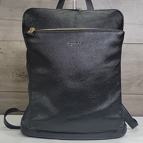 Unicai Firenze Black Pebble Leather Backpack Bag main image 4